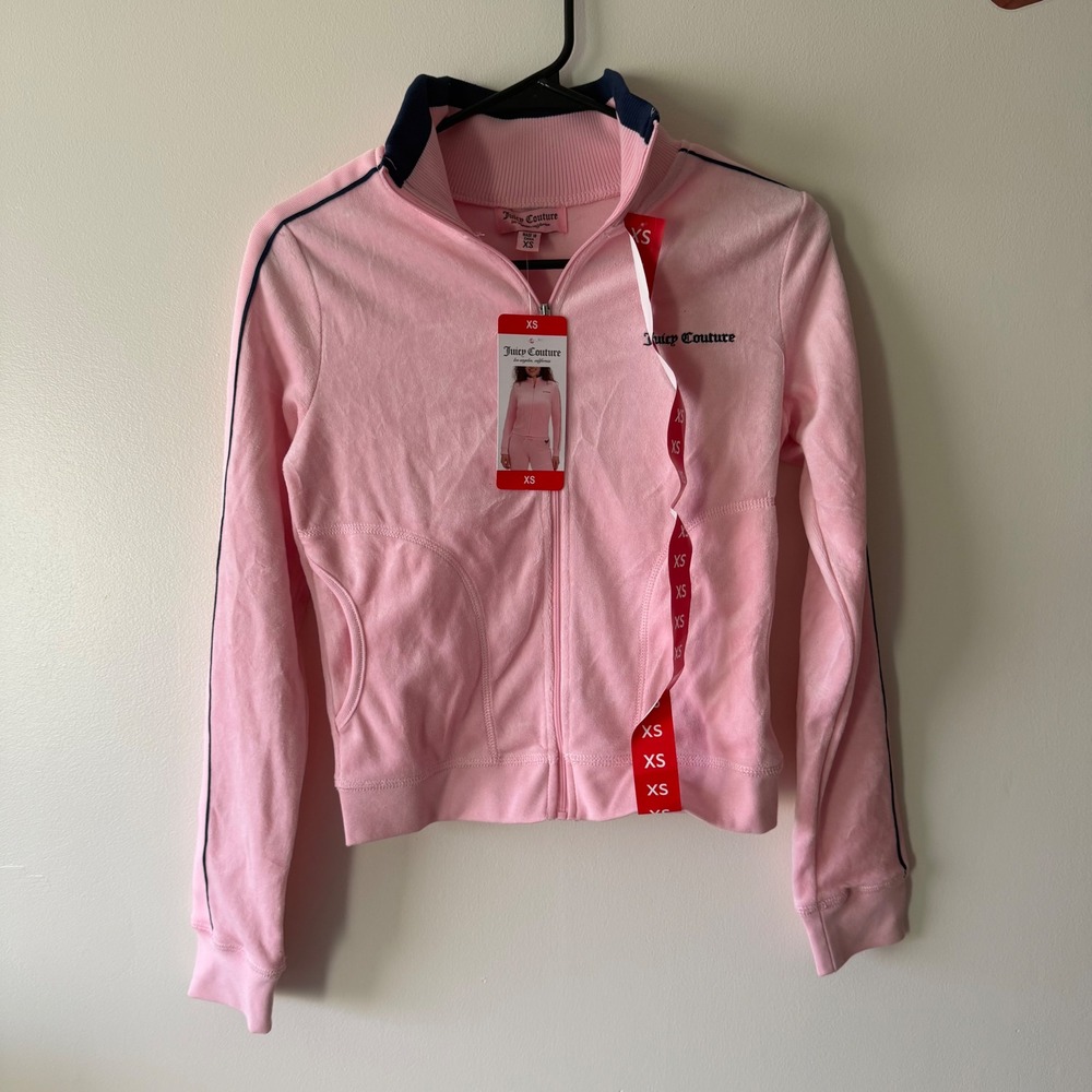 Juicy Couture Pink Velour Track Jacket NWT XS Juicy Anyone Pickleball Graphic